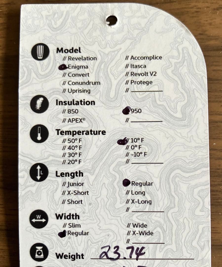 Enlightened Equipment Enigma 10°F 950FP