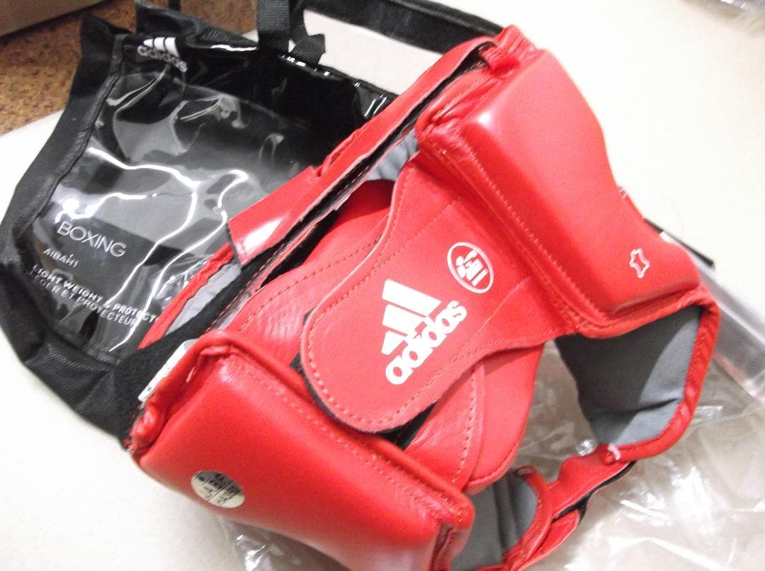 adidas アディダス ヘッドガード JABF 正規品 赤S ボクシング - メルカリ