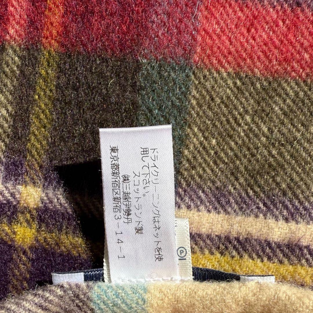 美品　ジョンストンズ　大判　ストール　マフラー　カシミヤ　チェック　グリーン