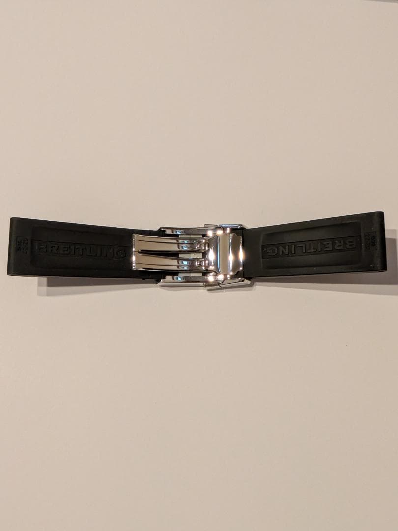 純正BREITLING ブラックラバーベルト フォールディングバックル SET