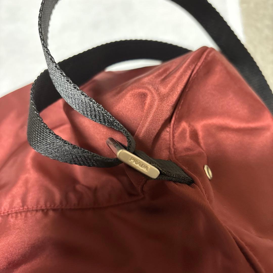 美品レア☆PRADA バーガンディ 赤系ナイロン バックパック　ショルダーバック