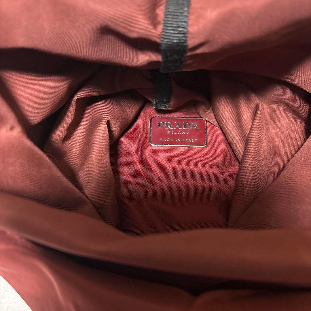 美品レア☆PRADA バーガンディ 赤系ナイロン バックパック　ショルダーバック