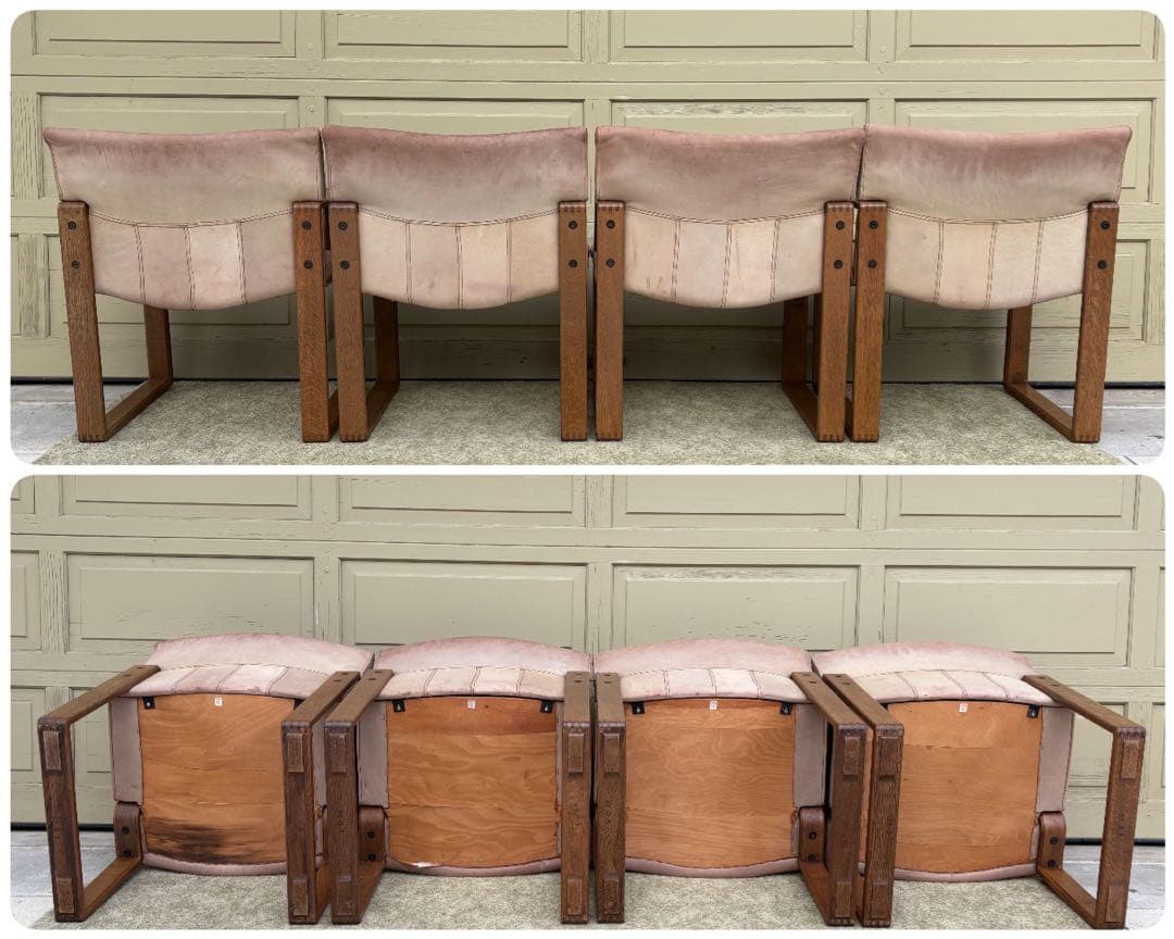 ①Hock カンディハウス BOLS ボルス・4脚セット・革状態悪い