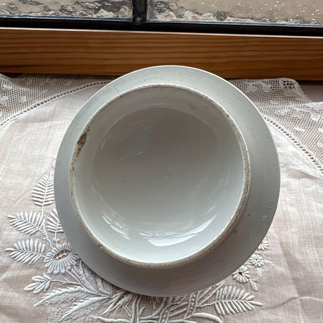 フランス アンティーク サルグミンヌ　ディネット陶器スーピエール、お皿2点セット