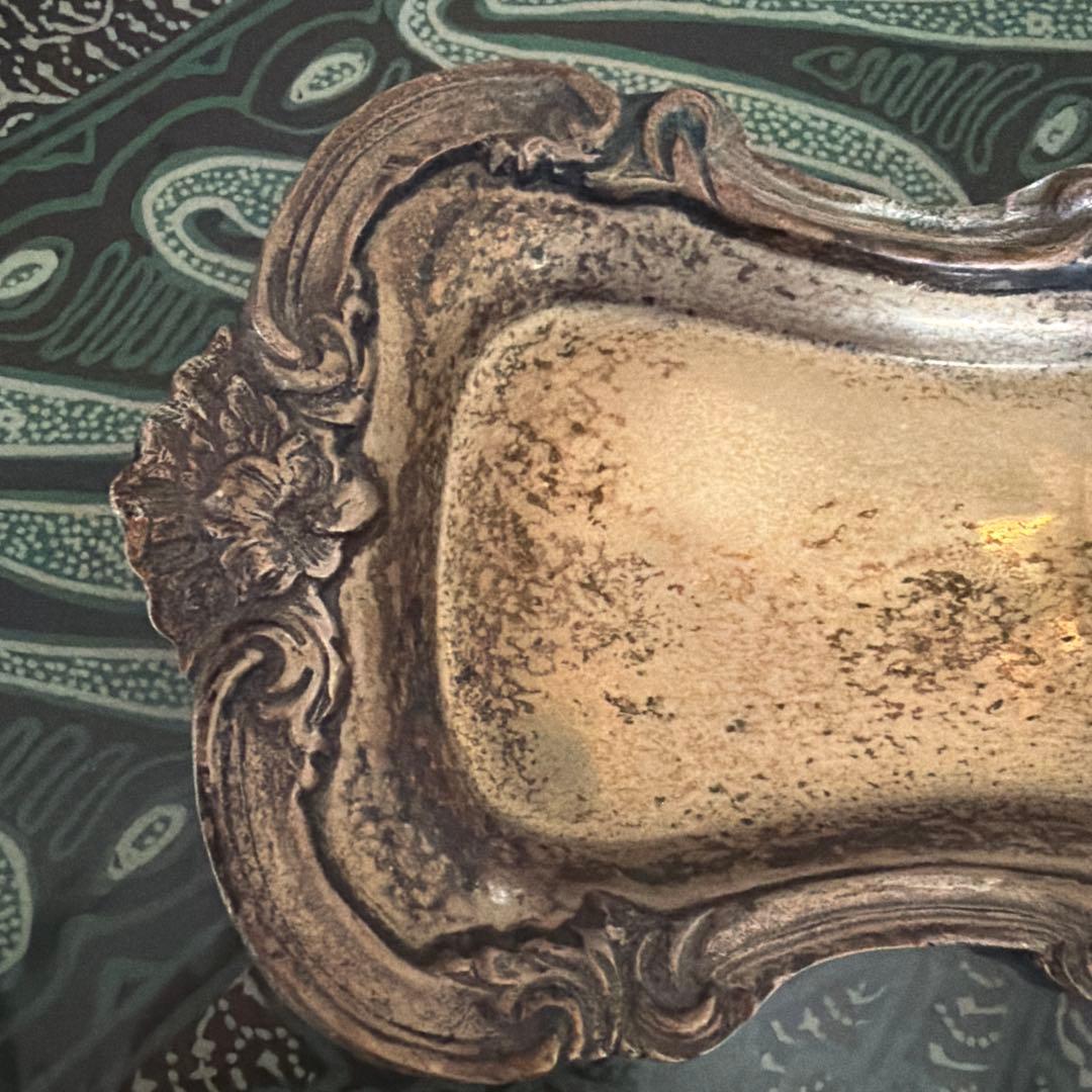 【必見】シルバー金属トレイ Made in India 骨董及びシルバー製品