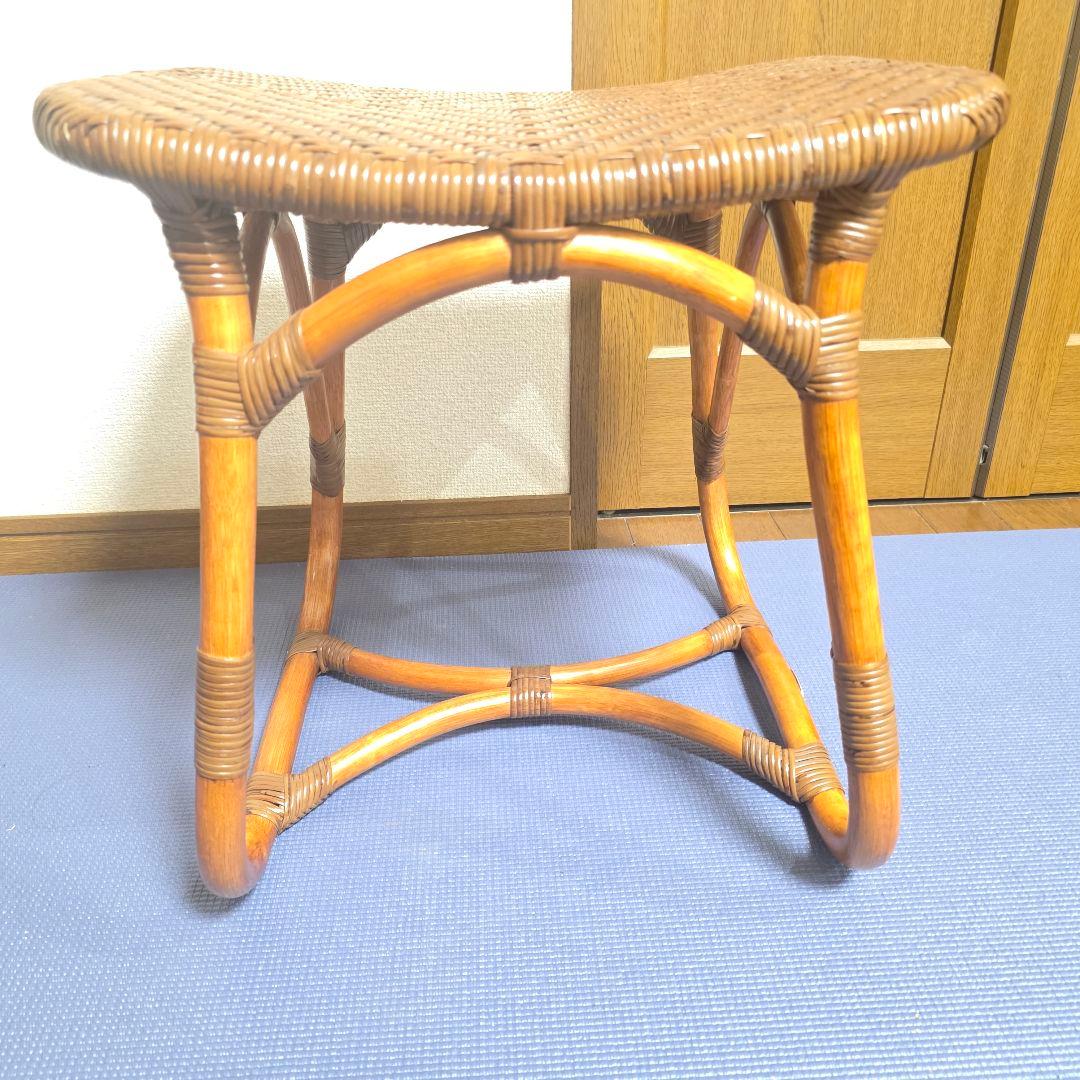 315】KAZAMA カザマ ラタン スツール 籐 レトロ インテリア 椅子