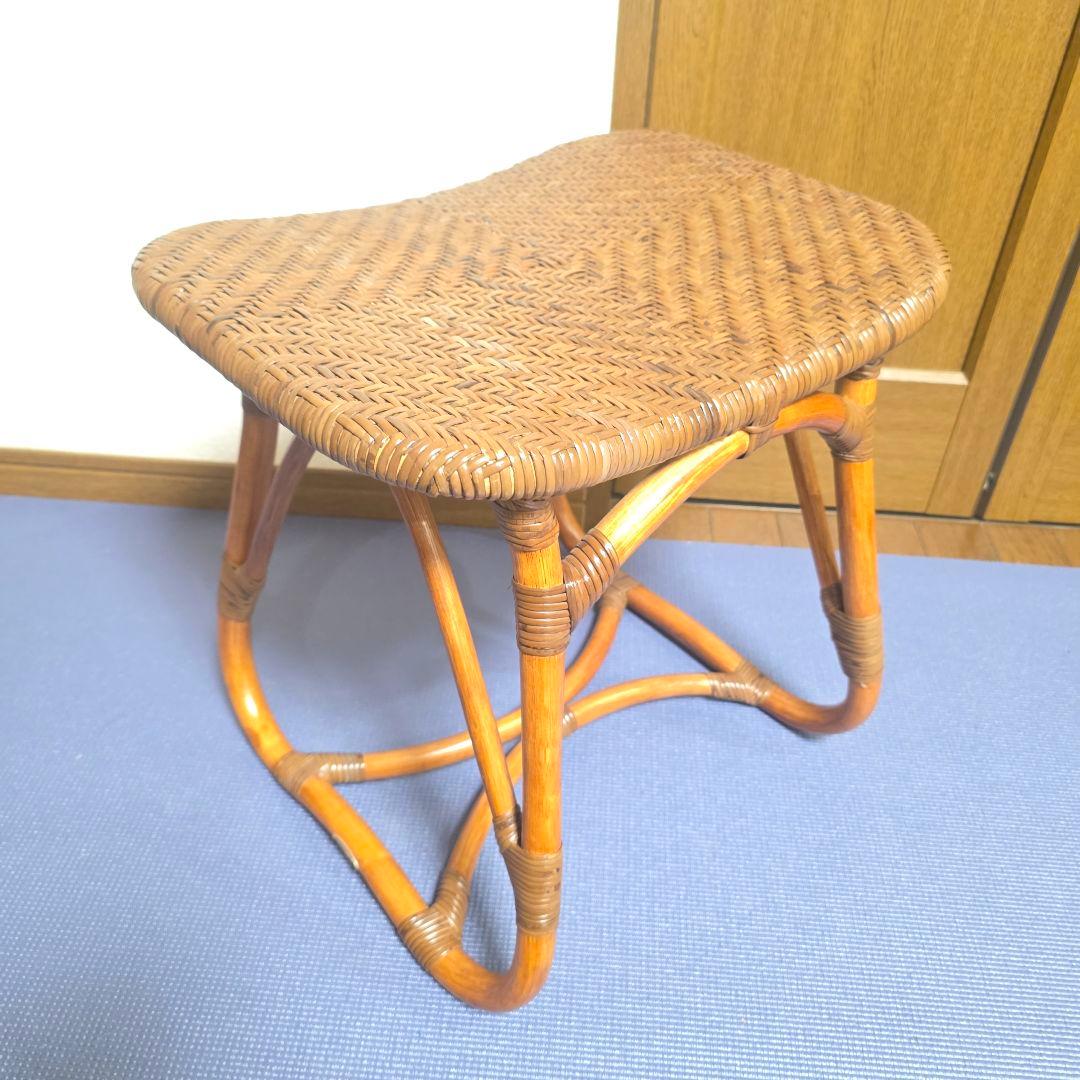 315】KAZAMA カザマ ラタン スツール 籐 レトロ インテリア 椅子