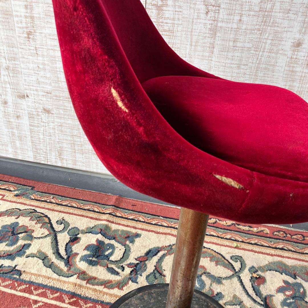 ② 昭和レトロ ミッドセンチュリー ベロアカウンターチェア バーチェア