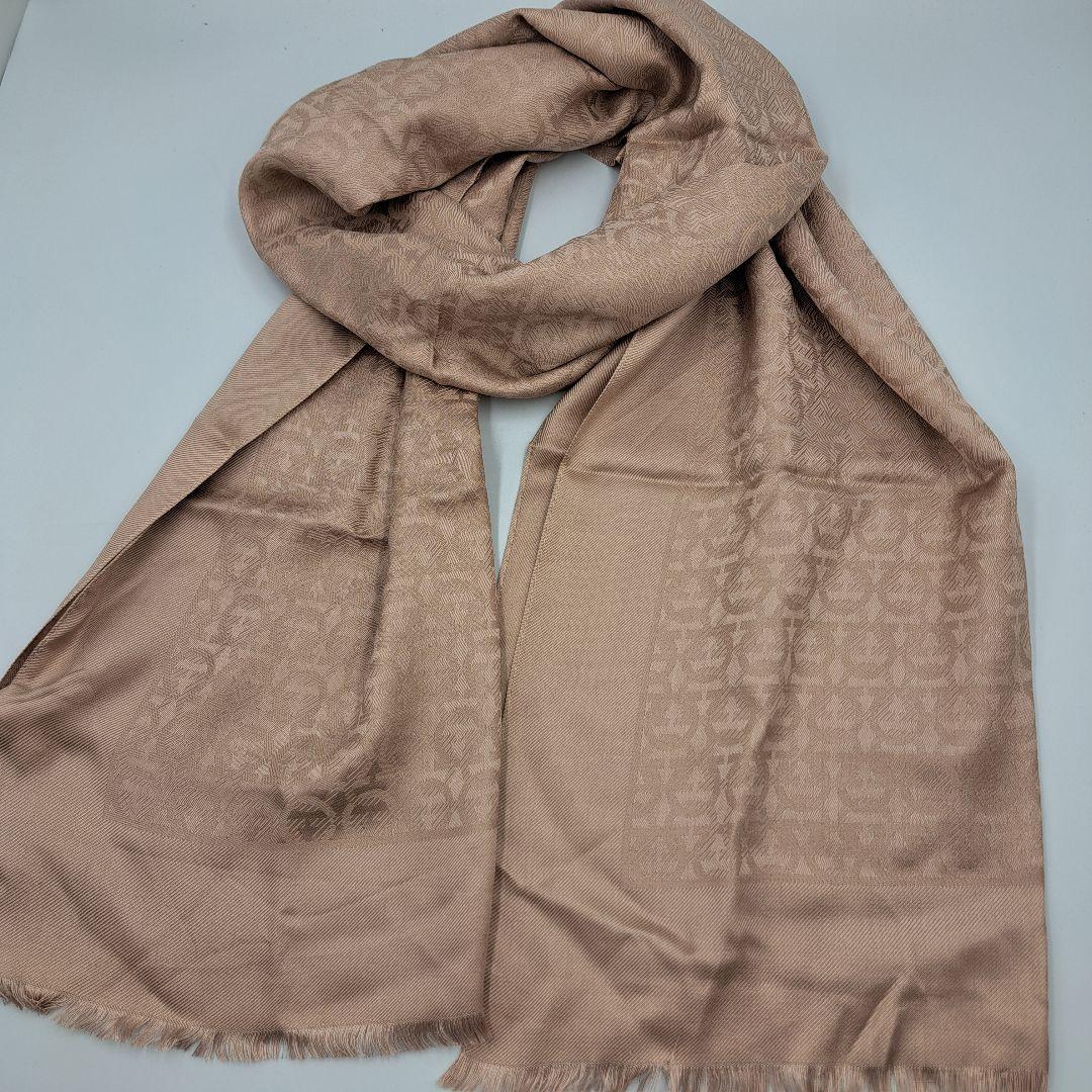 Salvatore Ferragamo ピンク ストールショールシルクウール美品