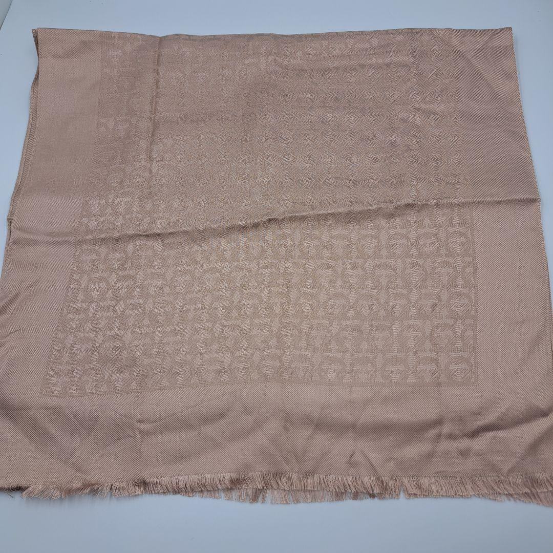 Salvatore Ferragamo ピンク ストールショールシルクウール美品