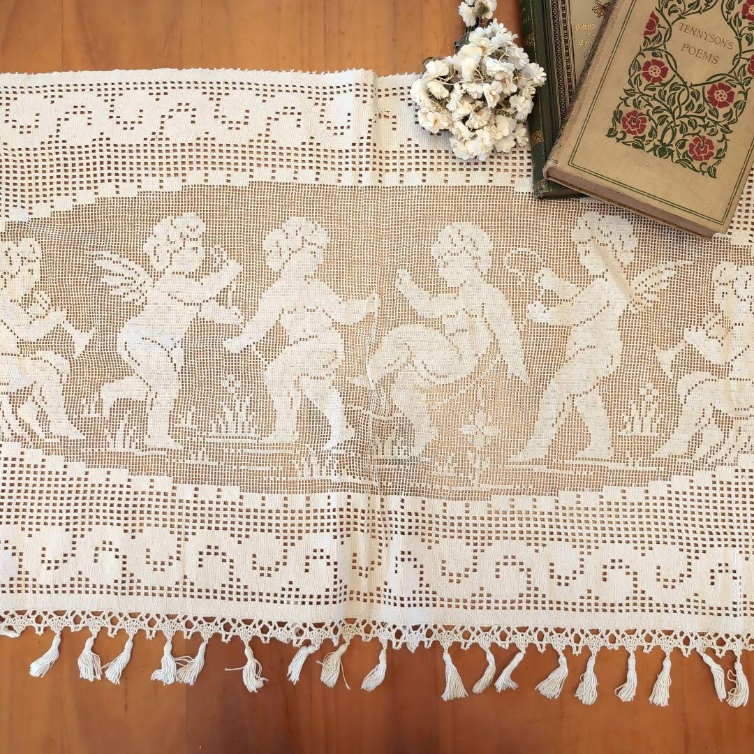 フランス　アンティーク　クロッシェレース　カーテン　エンジェルフィレレース