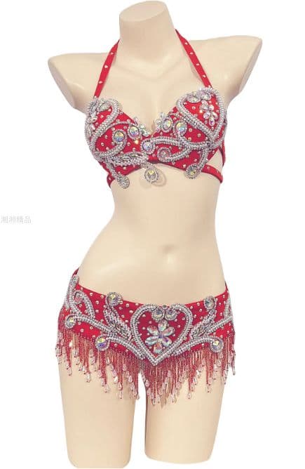 ベリーダンス衣装 ブラベルトセットアップ 白/黒/赤 オーダーメイド