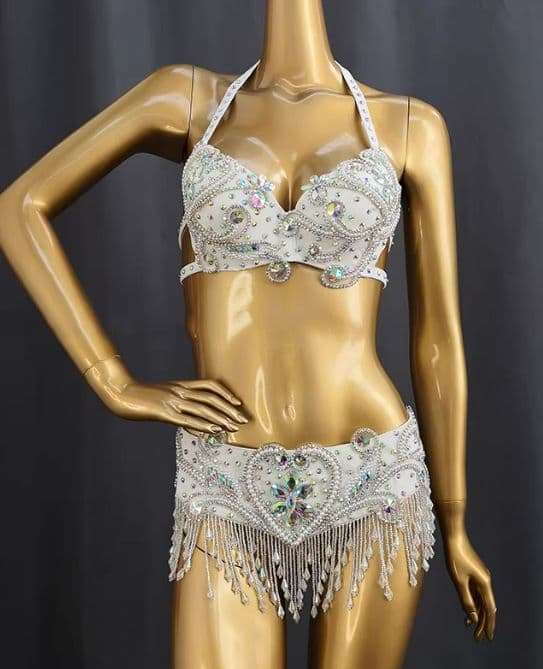 ベリーダンス衣装 ブラベルトセットアップ 白/黒/赤 オーダーメイド