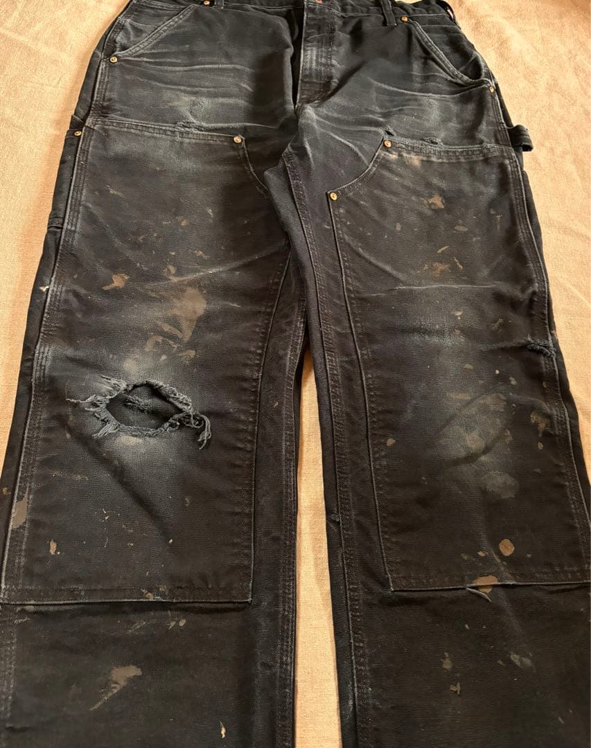 神フェード】USA製 Carhartt カーハートダブルニーブラック33×30