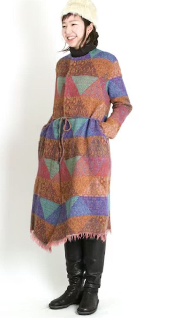 45R（フォーティファイブアール）メリノ　ジャガードワンピース　コート 民芸