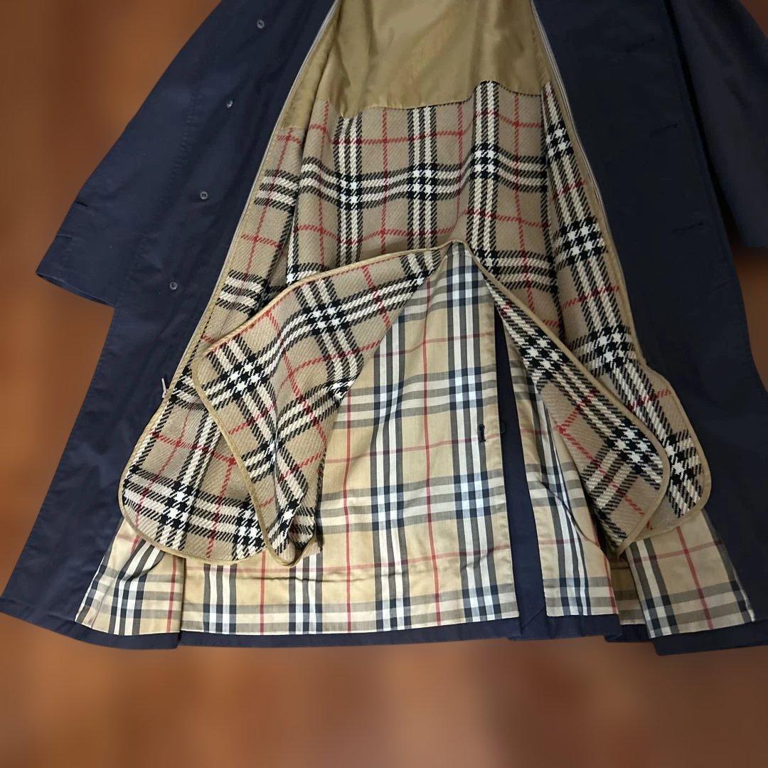 バーバリー　ネイビー ステンカラーコート　ライナー付き