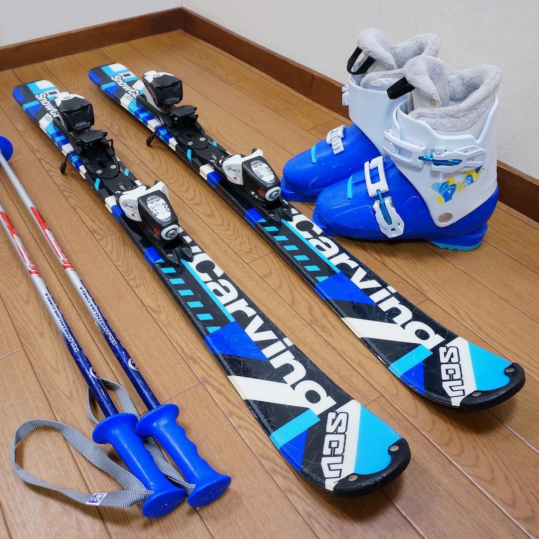 メンテ済 110cm 靴21cm SNOWCARVING カービングスキーセット - メルカリ