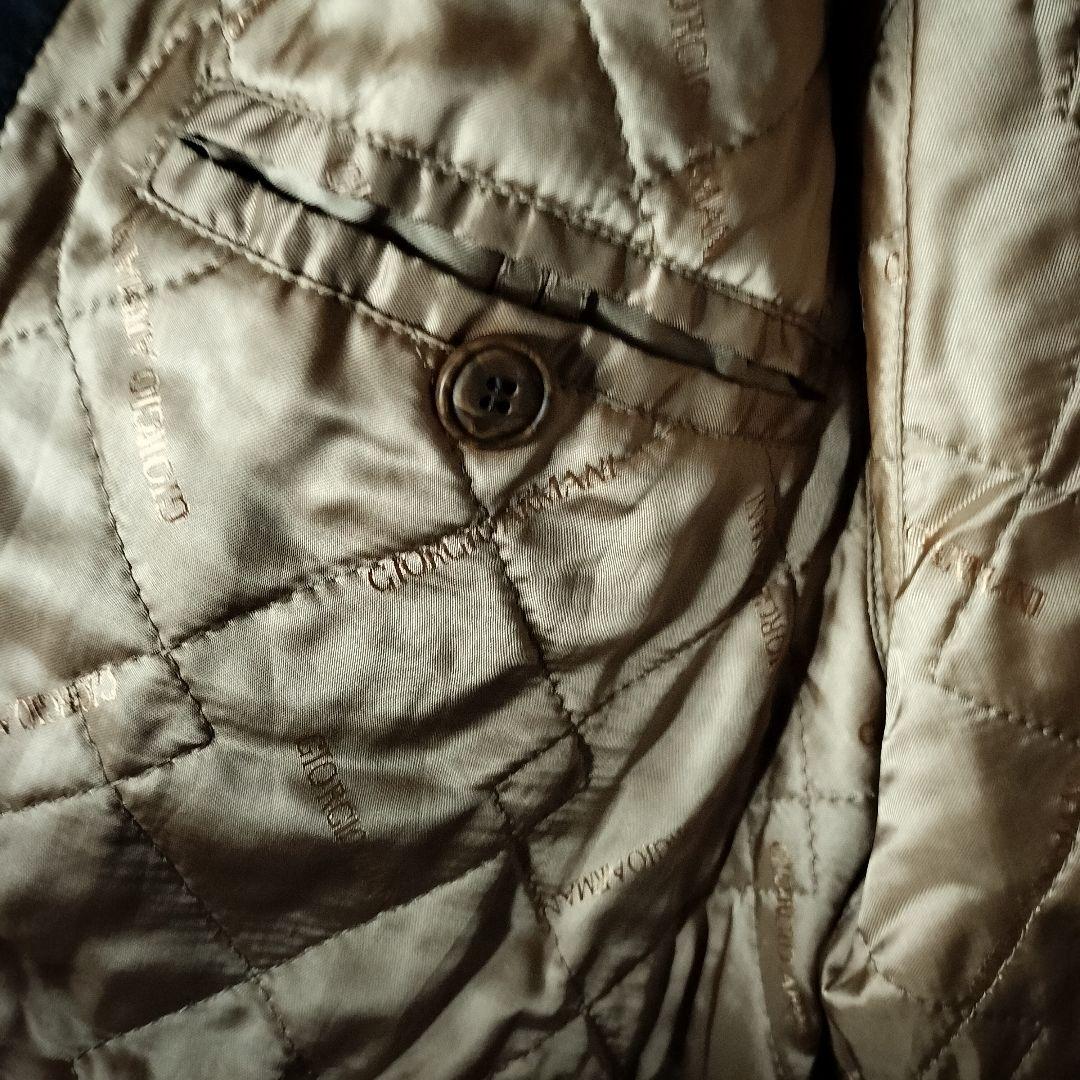 ジョルジオアルマーニ ロングステンカラーコート ベルト 裏地キルティング