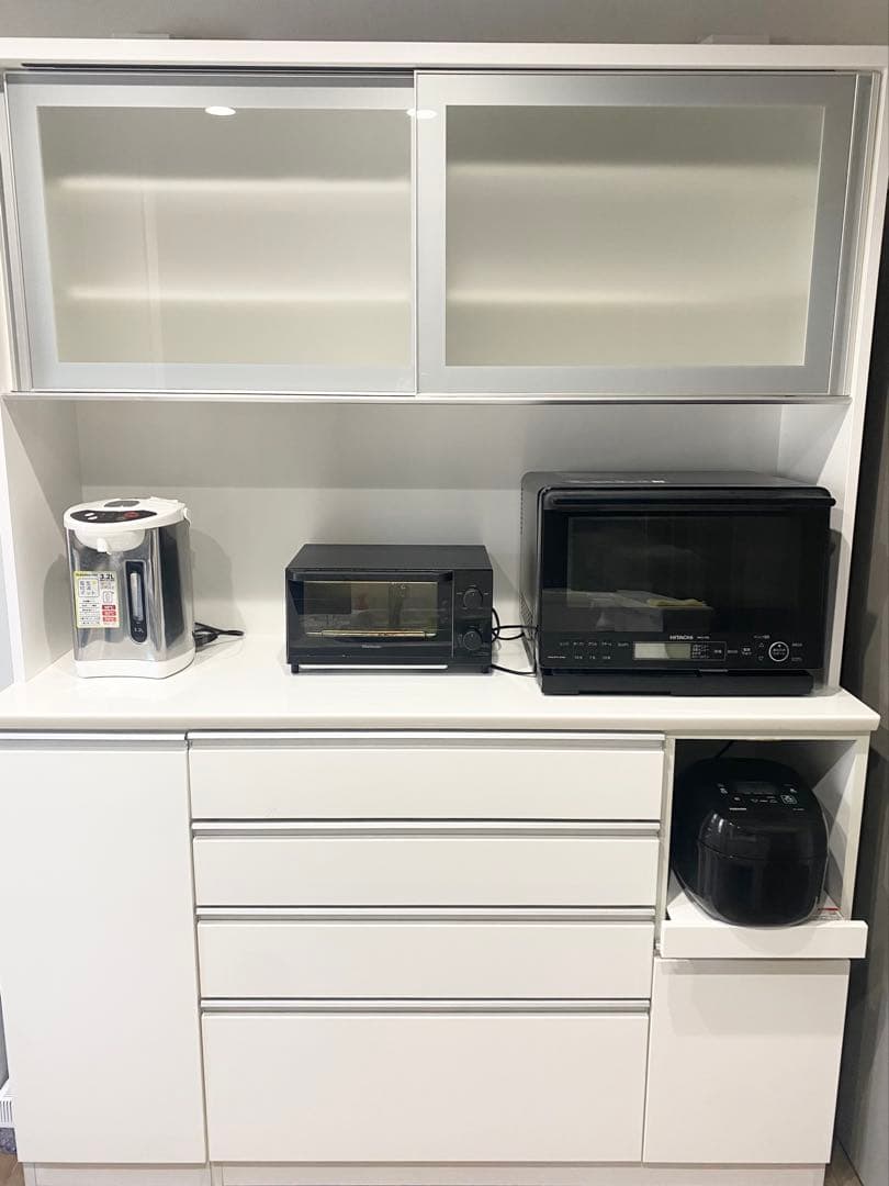 食器棚 キッチンボード(レジューム150TG-S WH/150QH-R WH)