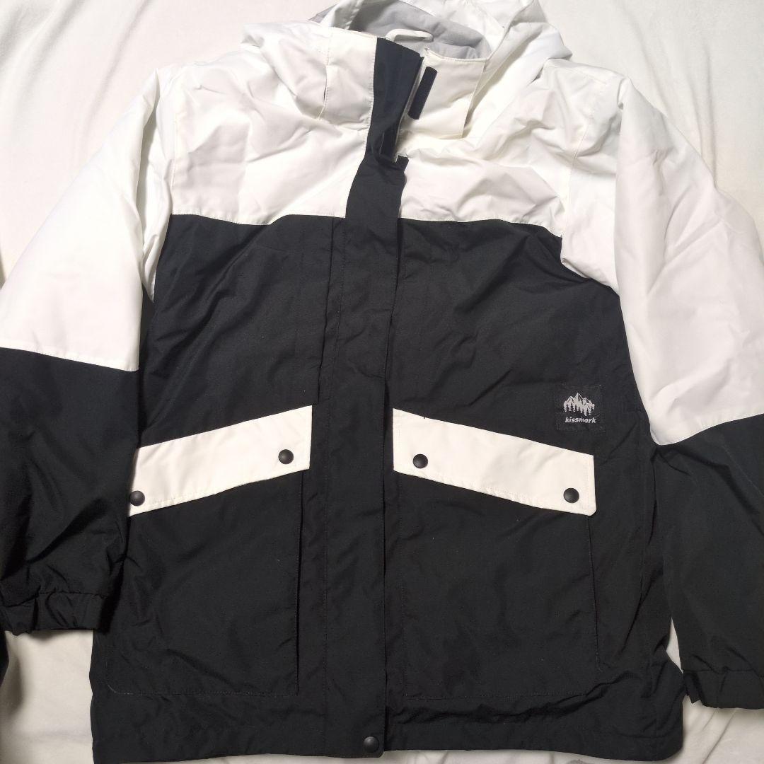 1回着 2024モデル kissmark スノボウェア 白 黒 L 上下セット