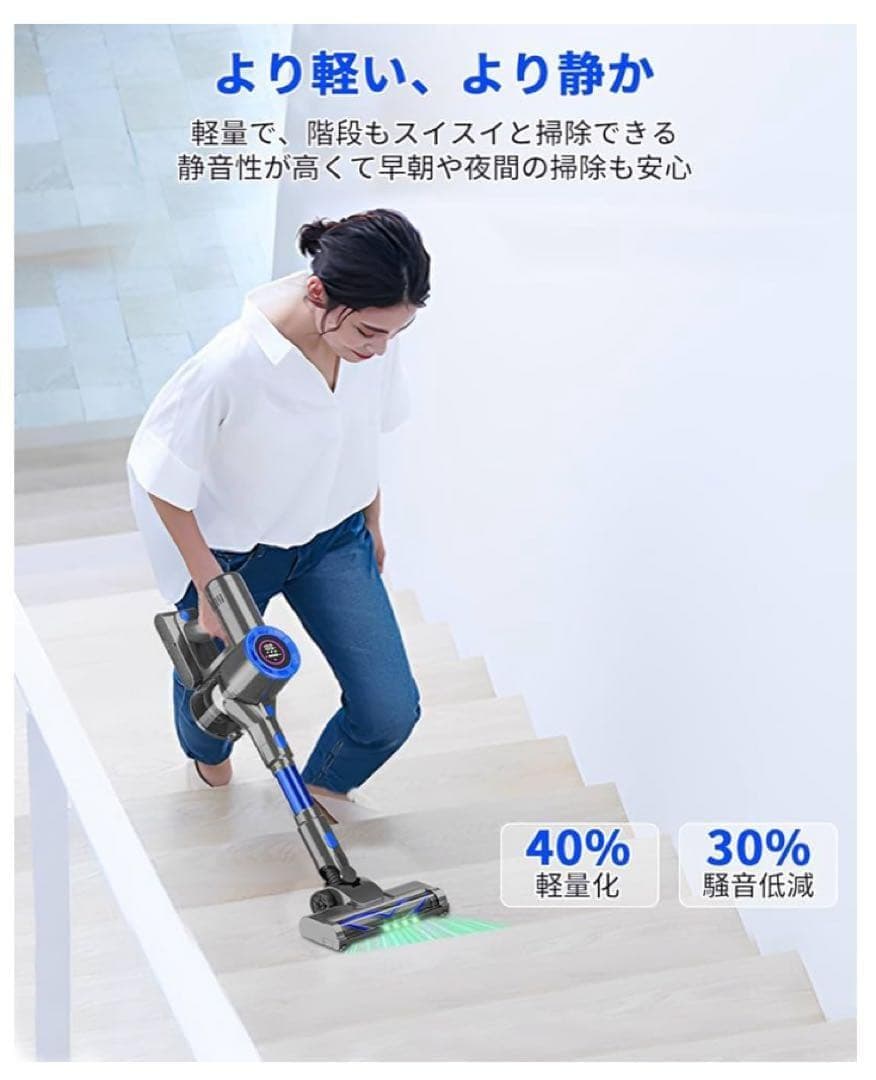 掃除機 コードレス　超強吸引　静音　軽量　自立式　60分連続稼働