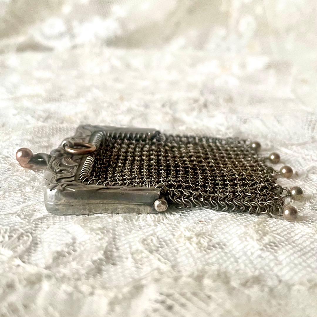 純銀製シルバーヤドリギモチーフパース　フランスアンティーク　ポルトモネ