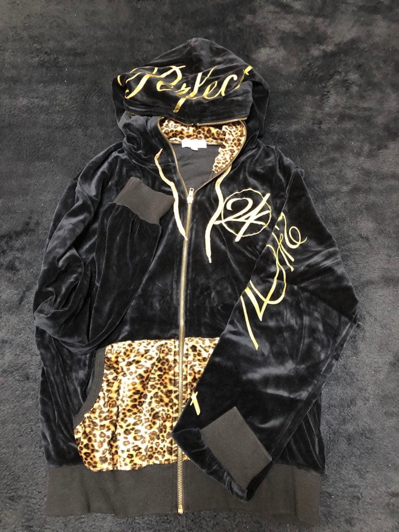 EXILE ベロアジャージ セットアップ レオパード柄 ヒョウ柄 黒 ブラック