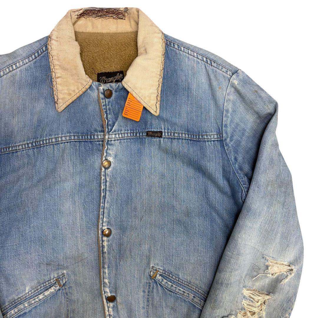 70s usa製 Wrangler デニムランチジャケット ボアライナー ボロ