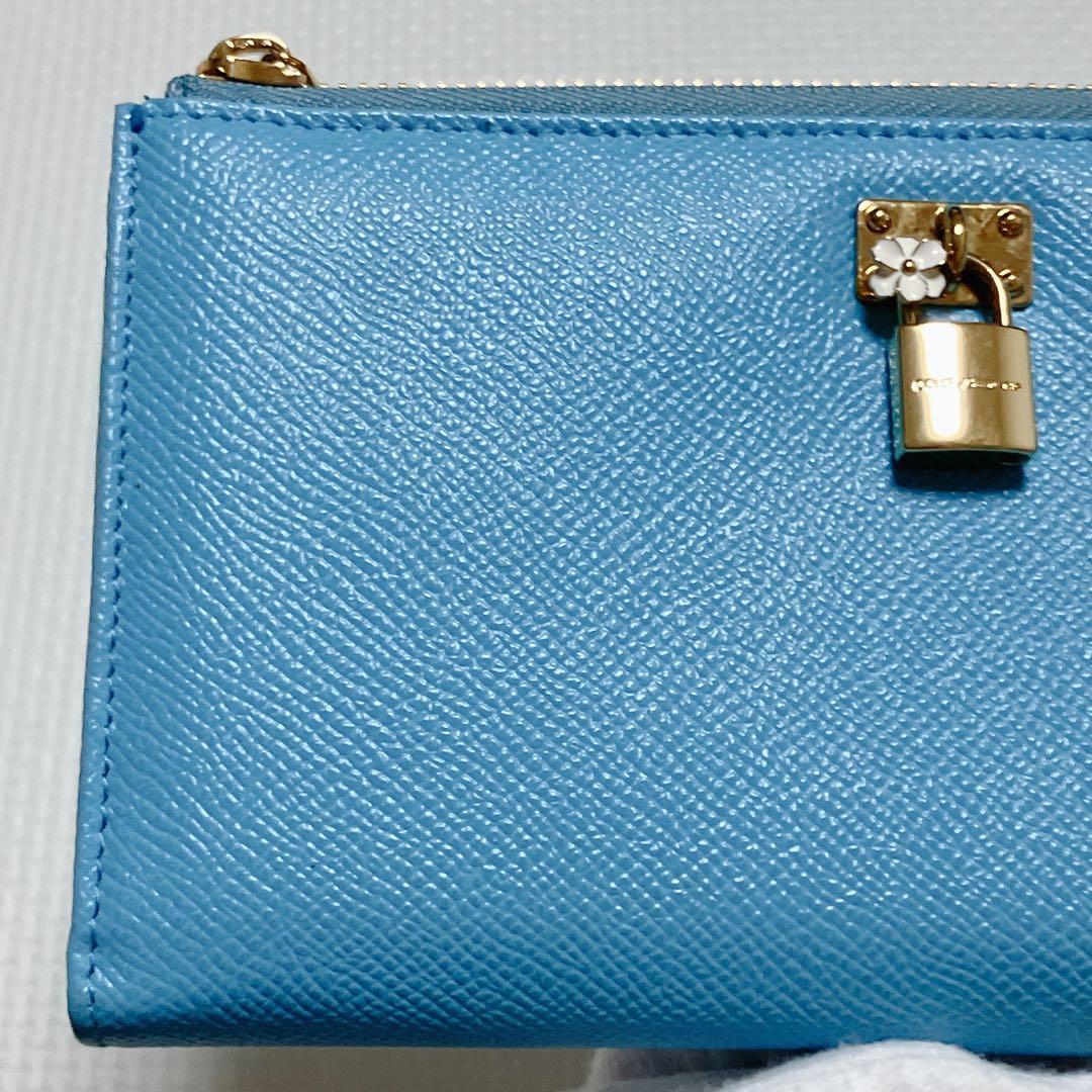 未使用　 ドルチェ＆ガッバーナ　レザーラウンドジップ長財布　水色　カード付き