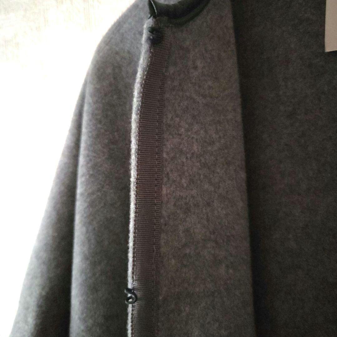 IENA イエナ☆ウール グレー ポンチョ ケープ コート パイピング