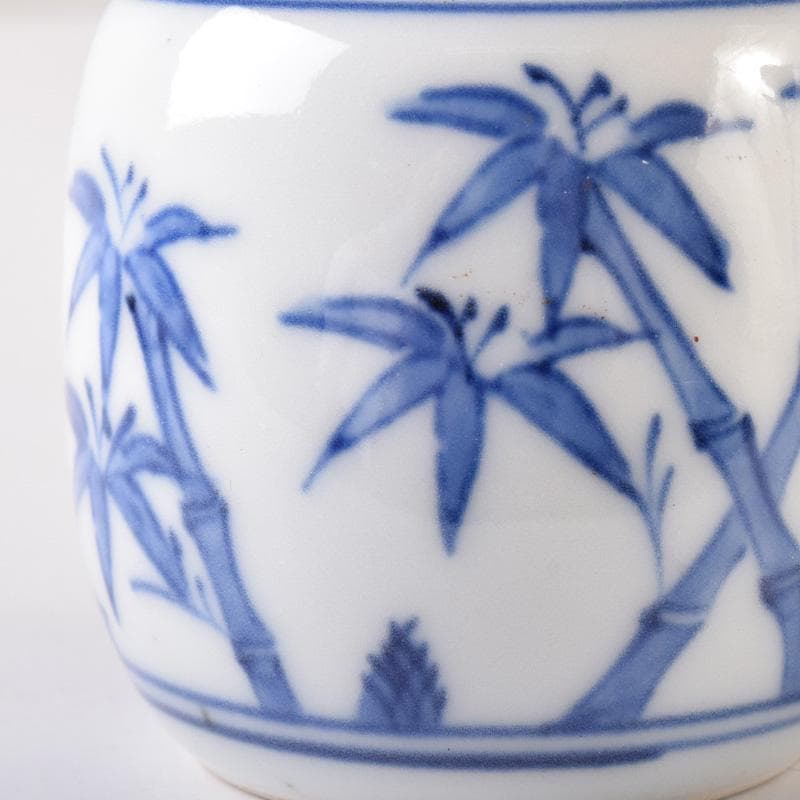 茶道具　染付　竹文　茶入　時代箱付　V　7289