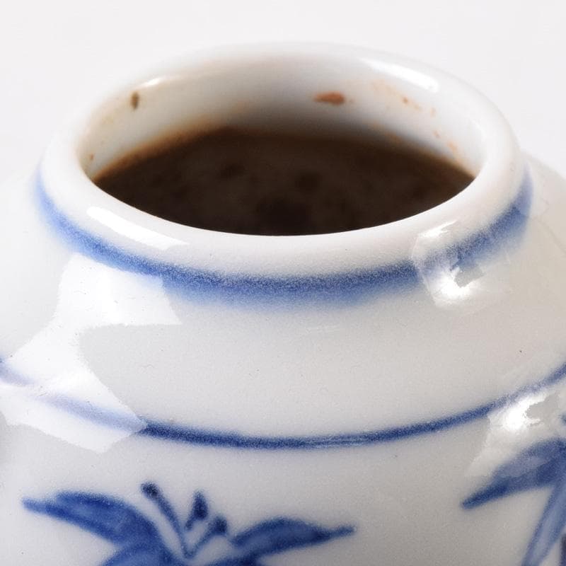 茶道具　染付　竹文　茶入　時代箱付　V　7289