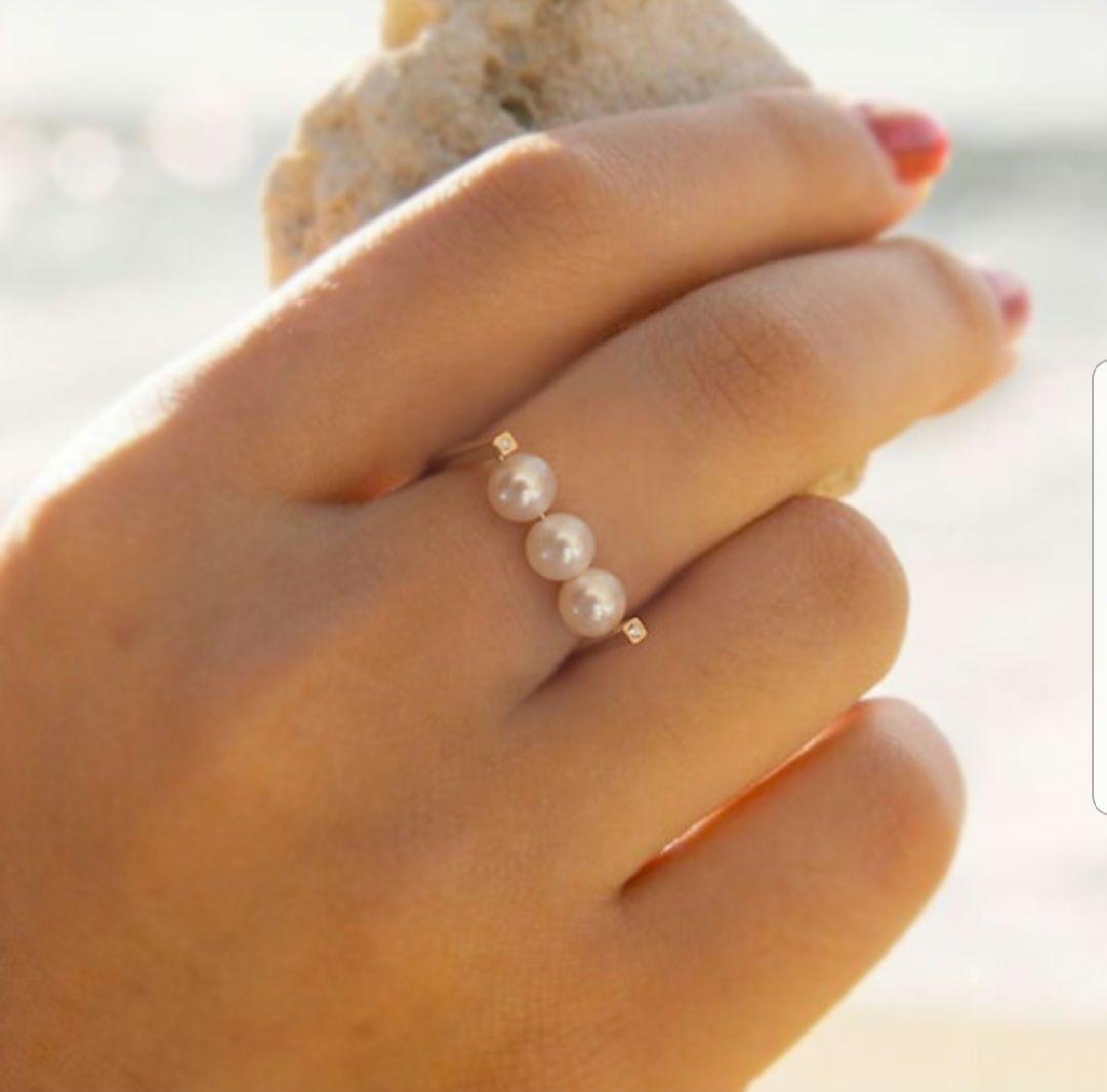 10K Toroise トロワゼ】3連パールリング/9号 - メルカリ