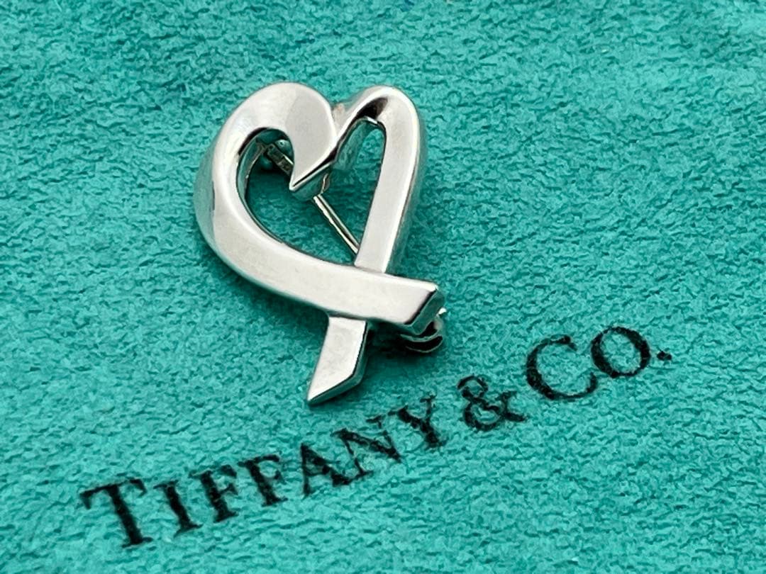 h291 美品　ティファニー　ラビングハート　ブローチ　シルバー　925