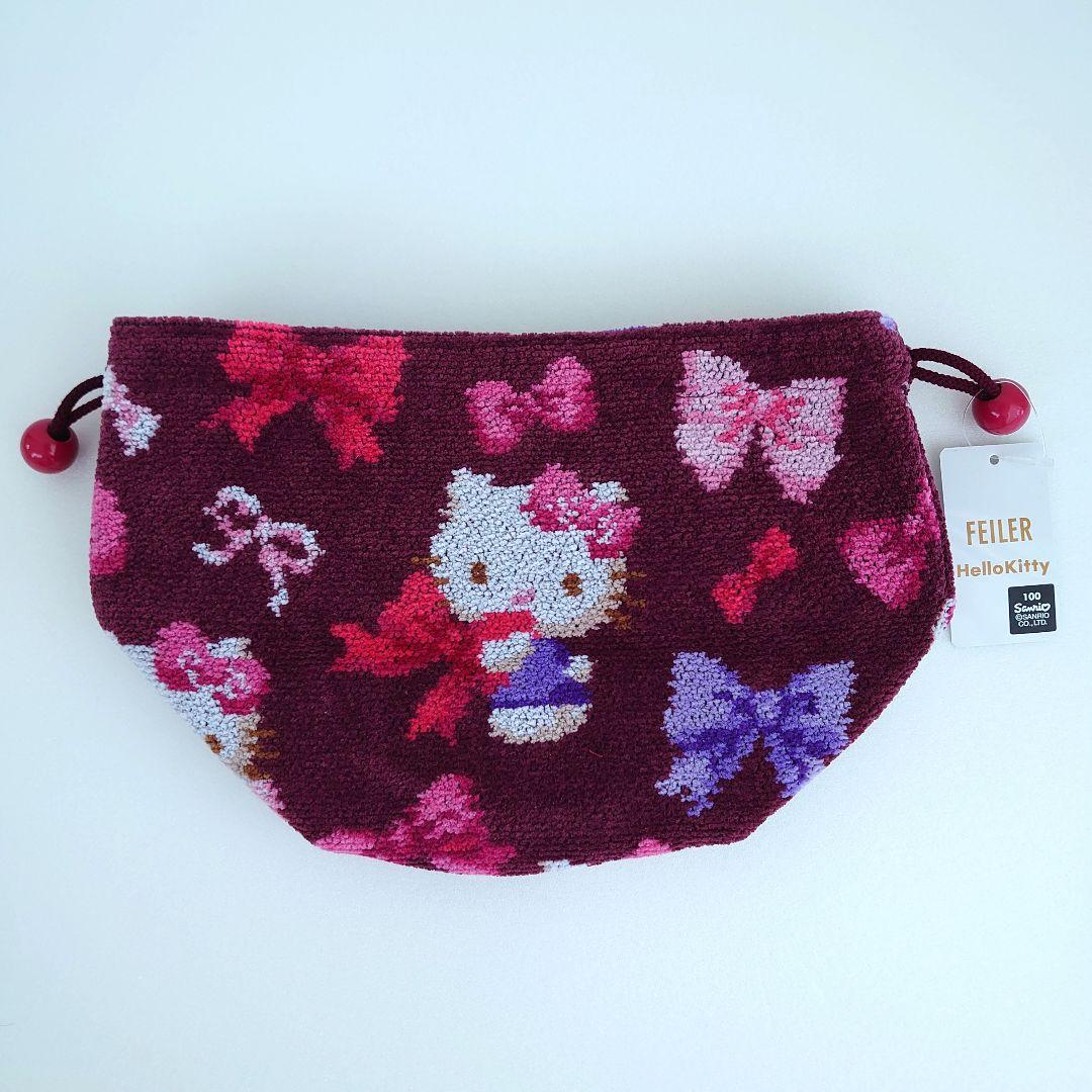 匿名配送☆新品 フェイラー ハローキティ リボン 巾着 サンリオ コラボ