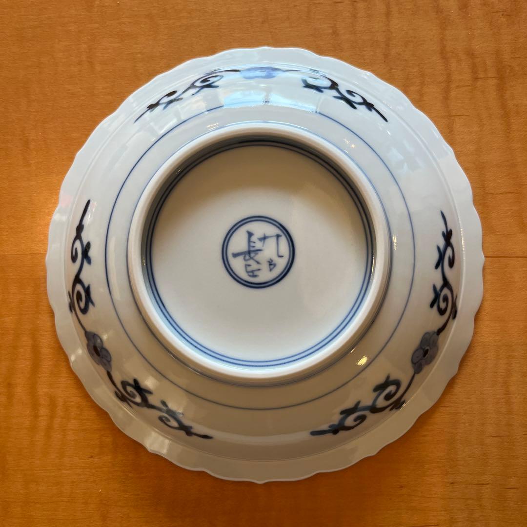 【宮内庁御用窯】 6号中皿 桃果唐草文/山本長左 （木箱入り）5枚