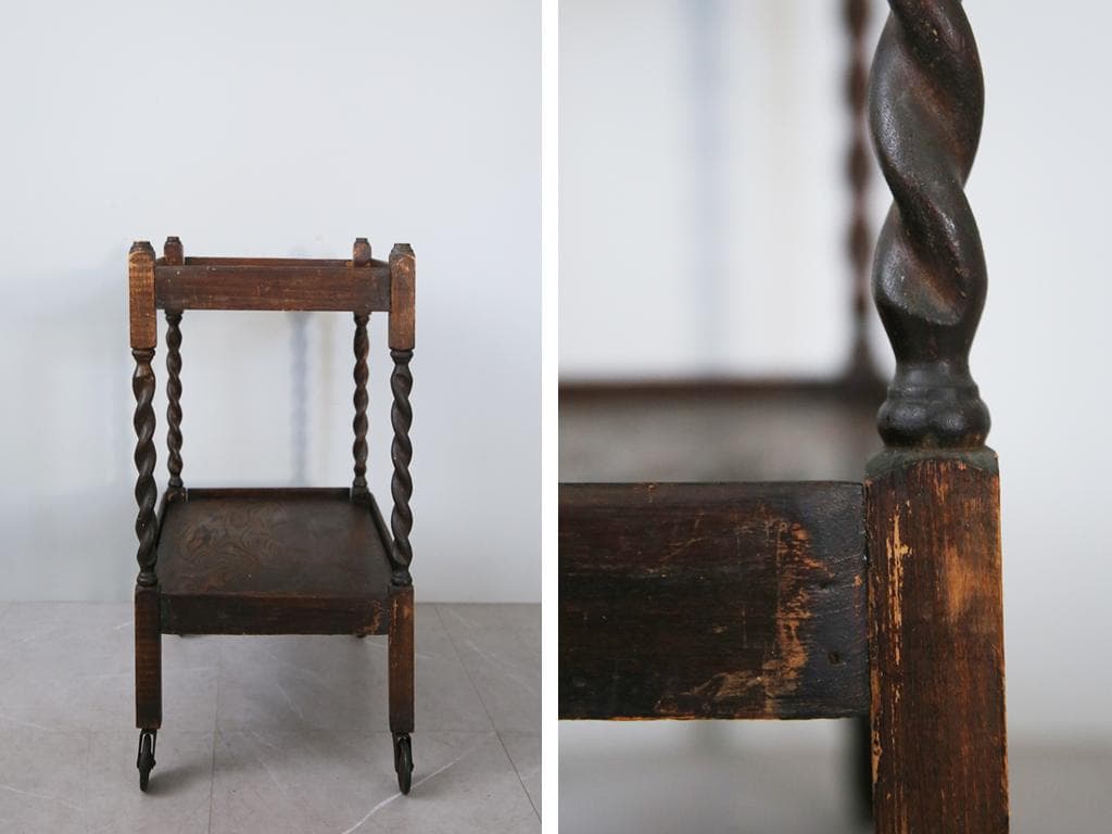 英国アンティーク木製キッチンワゴン/トロリー/サイドテーブル机(89