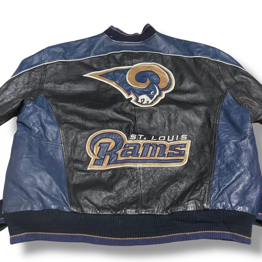 希少 90s NFL ラムズ ST.LOUIS RAMS レザースタジャン XL - メルカリ