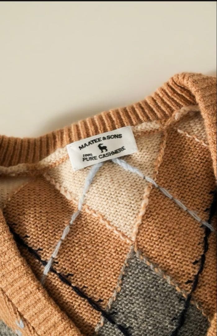 MAATEE&SONS MusterWerk 別注 カシミヤアーガイルVセーター