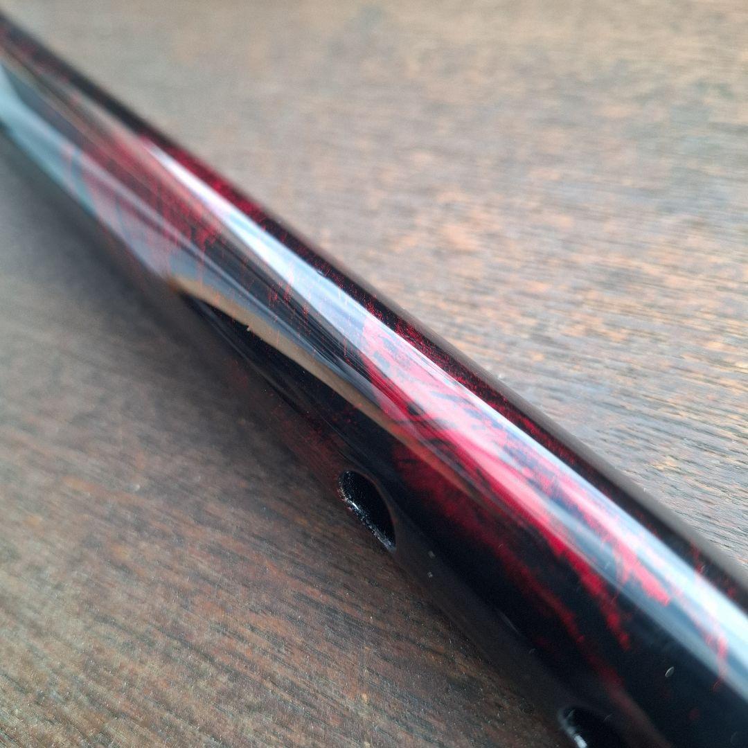 篠笛　古典調　7穴　五本調子　天地藤巻き　超鐵仕様　黒地／赤①