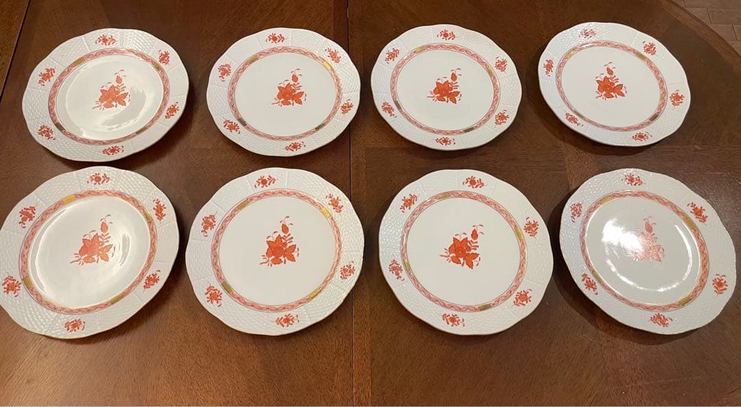 ヘレンド アポニー オレンジ 平皿8枚セット