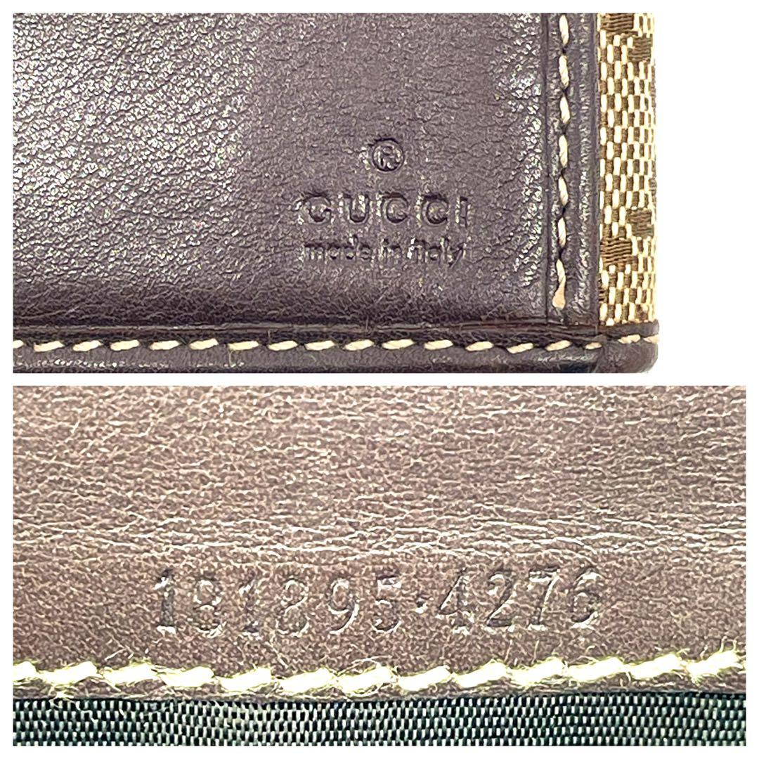 美品✨グッチ GGキャンバス 三角 ゴールドプレート Wホック 長財布 8カード