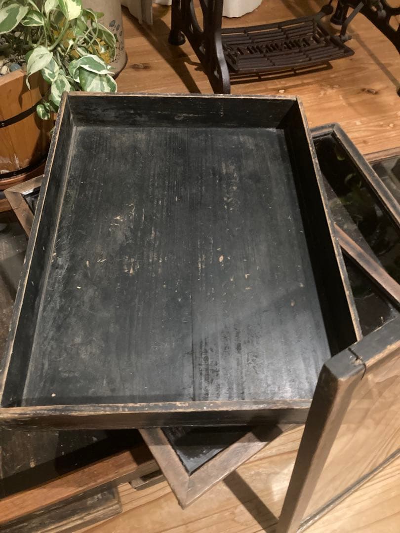 【まとめ買い歓迎】アンティーク　古い木製ガラスケース　お菓子ケース　収納箱　1台