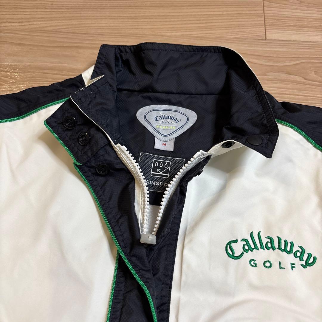 Callaway 2WAYレインウェアセット 緑の線とマーク&マンシングシャツM