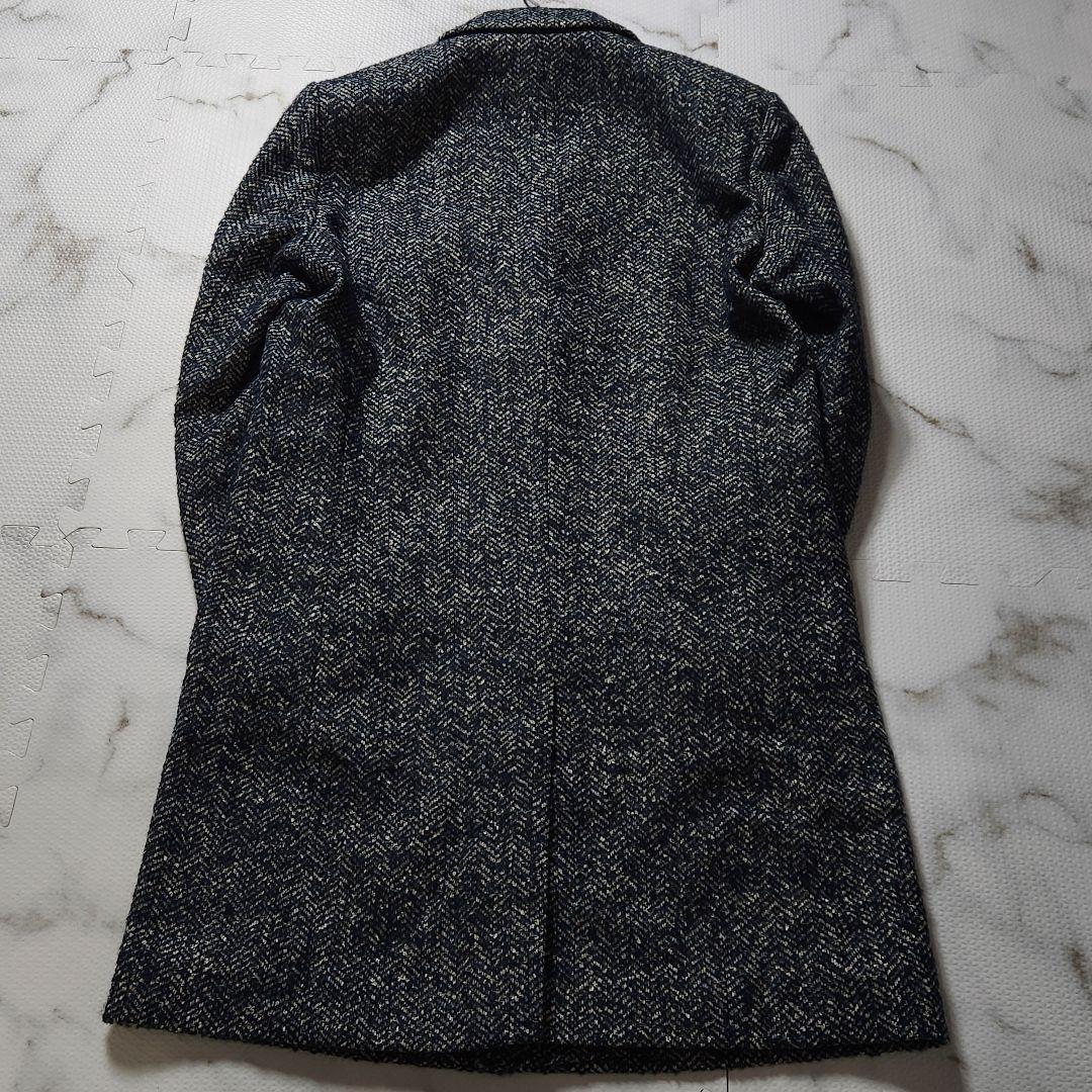 XL相当 ヒューゴボス チェスターコート アルパカ シルク ミックスツイード