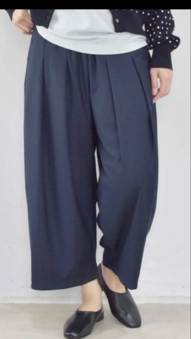 新品タグ付き　ミズイロインド　タックワイドパンツ　ウエストゴム　9分丈　2