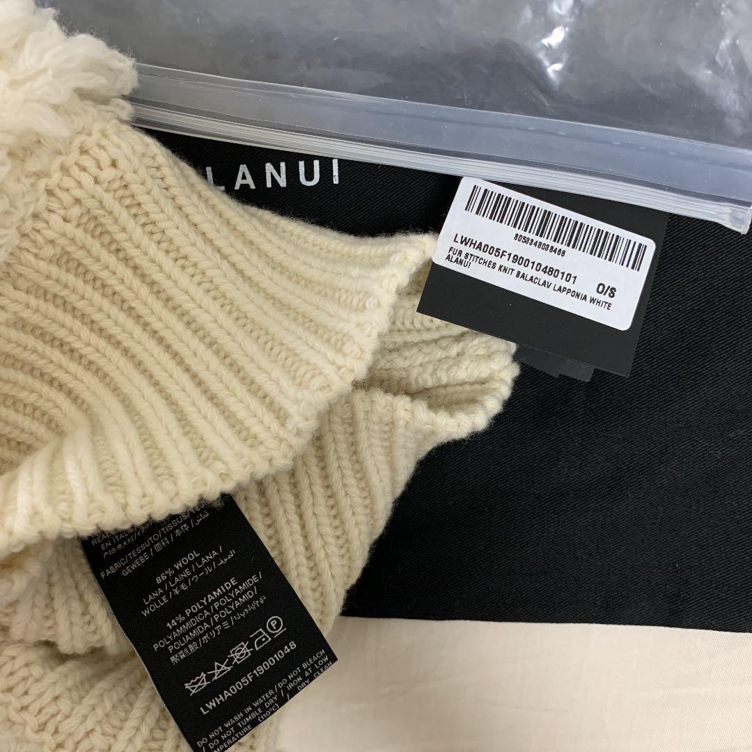 オフホワイト ウール ファー スティッチ バラクラバ　ALANUi