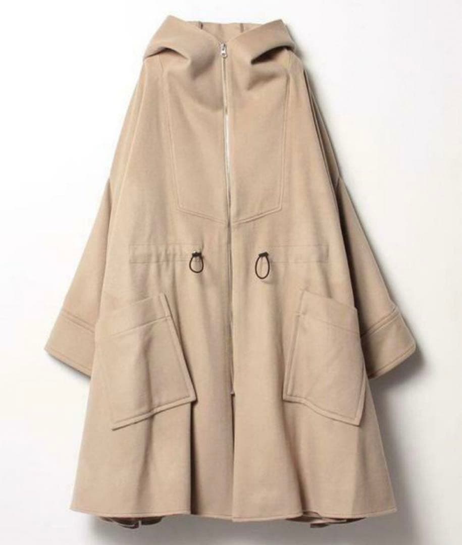 ハウスオブロータス　カシミヤ混　ビーバーポンチョコート　ロング丈