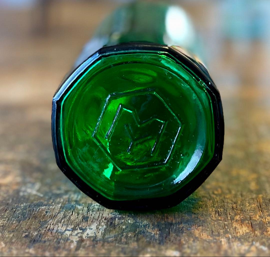 人體消毒新薬ビン ヨシマン リゾホルム 八角瓶 神薬 エンボス ガラスビン