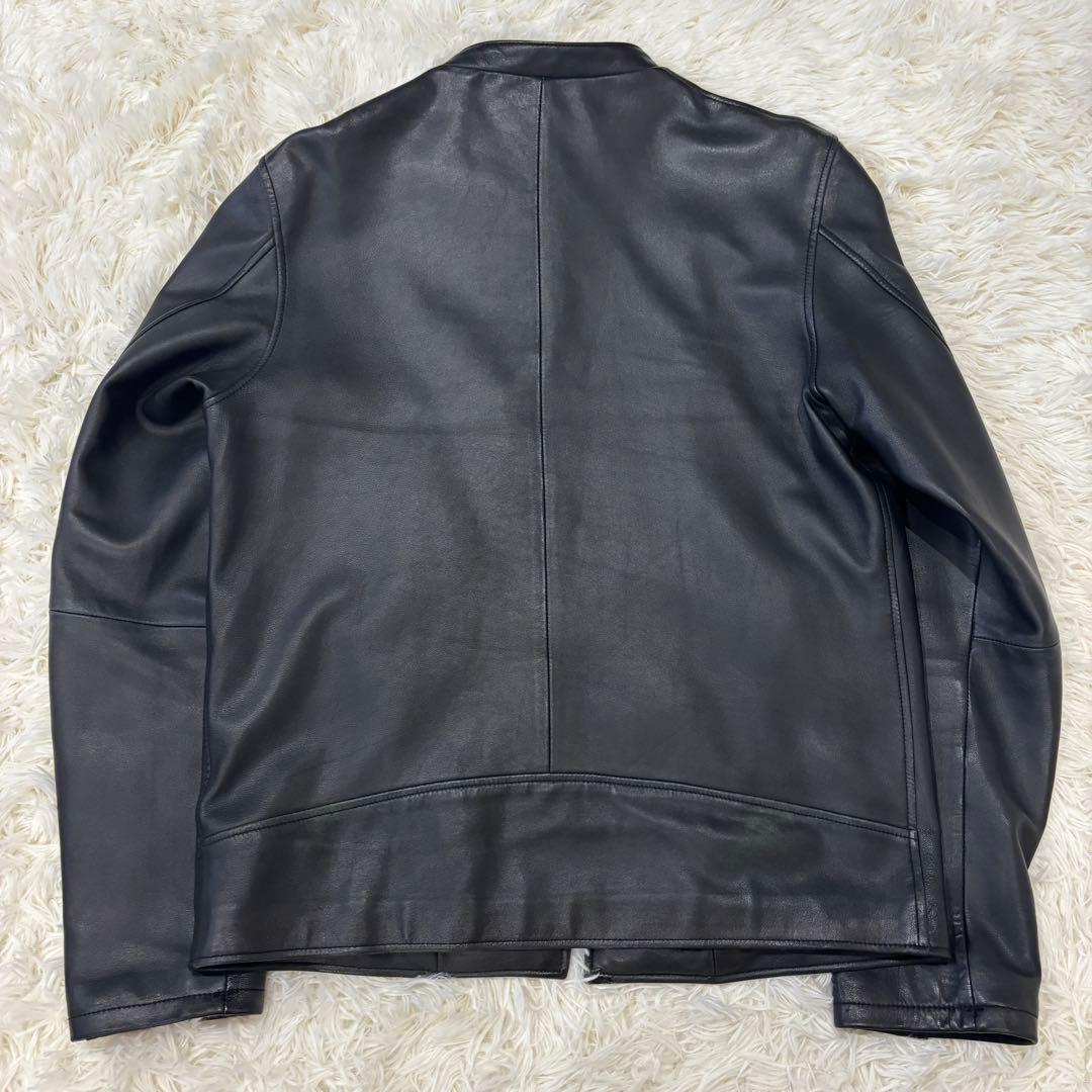 エディフィス XL ラムレザー シングルライダースジャケット 黒 大きいサイズ